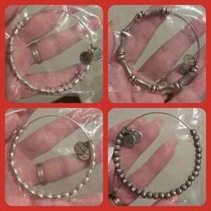 SALE: 4 Alex and Ani Silver-Tone Beaded Layering Bracelets
